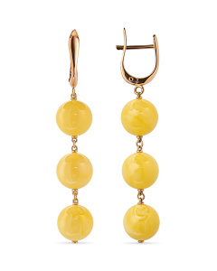 Серьги из  золота (Au 585) с янтарем 419030005qq код:000015931|Darvin