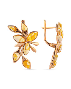 Серьги из золота 585 пробы с янтарем 919030090aa код 000015944 |Darvin