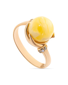 Кольцо из золота (Au 585) с бриллиантами и янтарем 410880580mm код:000015864| Darvin