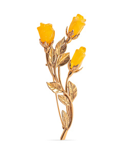 Брошь из золота (Au 585) с янтарем 917030336aa код:000015886| Darvin