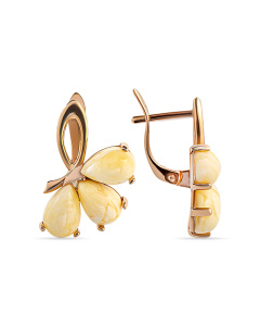 Серьги из желтого золота (Au 585) с янтарем 919030042aa код:000015936 |Darvin