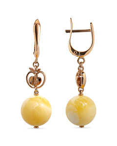 Серьги из желтого золота (Au 585) с янтарем 419030027rr код:000015951| Darvin