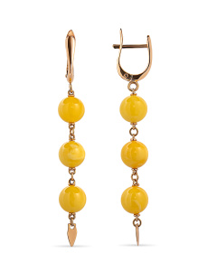 Серьги из желтого золота (Au 585) с янтарем 419030004jj код:000015949 | Darvin