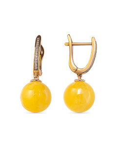 Серьги из желтого золота (Au 585) с янтарем и бриллиантами арт.919880582ss код:000015955| Darvin