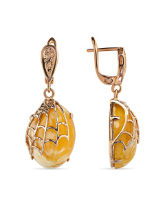 Серьги из желтого золота (Au  585) с янтарем арт. 919030415bb код:00001593 |Darvin