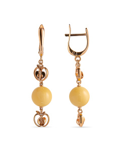 Серьги из желтого золото (Au 585) с янтарем 419030027oo код:00001593| Darvin