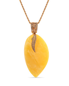 Кулон из серебра 925 проба с янтарем и позолотой 3.2.01.Б3-08 код:000016005 /ТД Астапенко