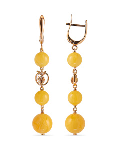 Серьги из желтого золота (Au 585) с янтарем 419030032kq  код:000015933| Darvin