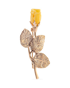 Брошь из золота (Au 585) с янтарем 917030236aa код:000015885| Darvin